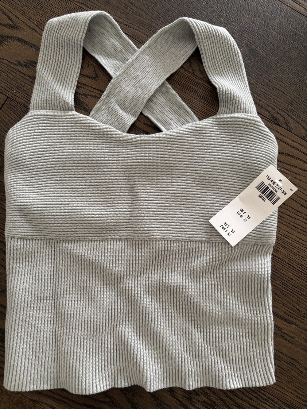 Ribbed Crossback Knit Tank - Light Gray